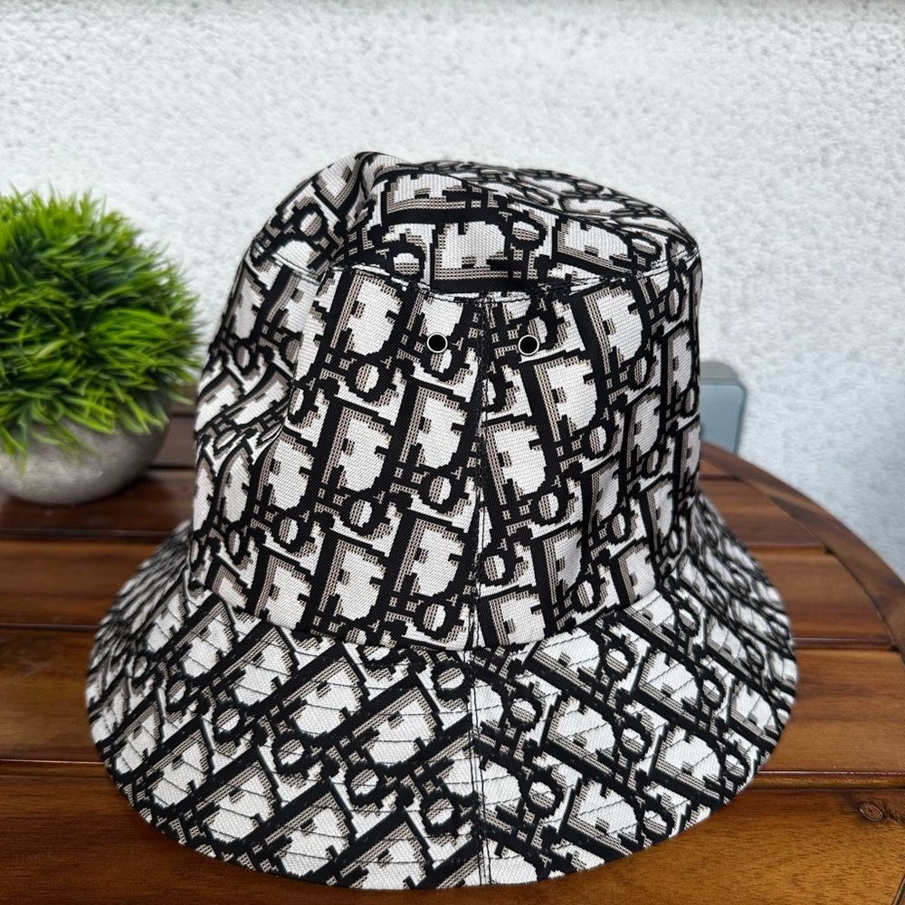Christian Dior Black and White Patterned Bucket Hat